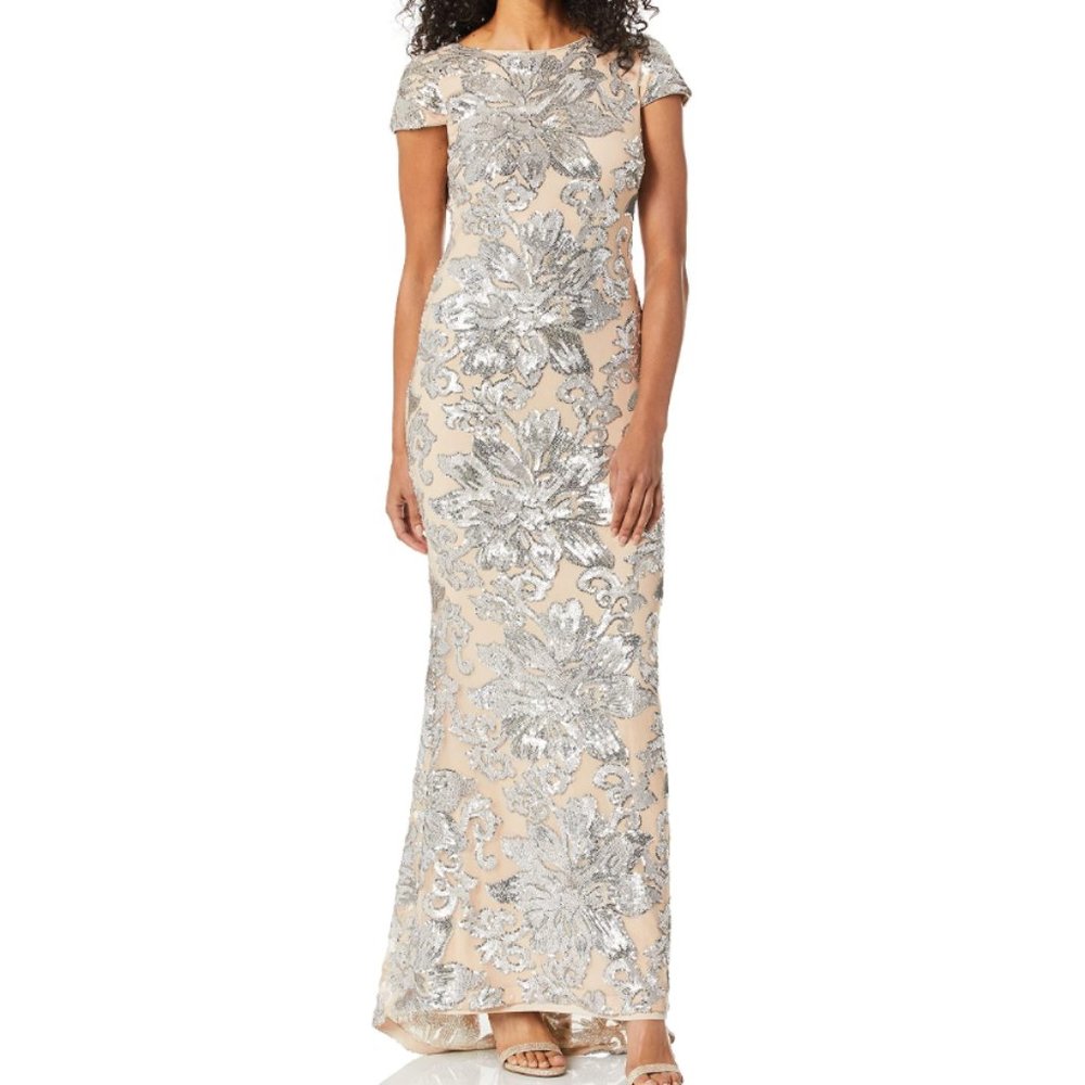 Calvin Klein Women's Sequined Flower Cowl-Back Dress Size 6